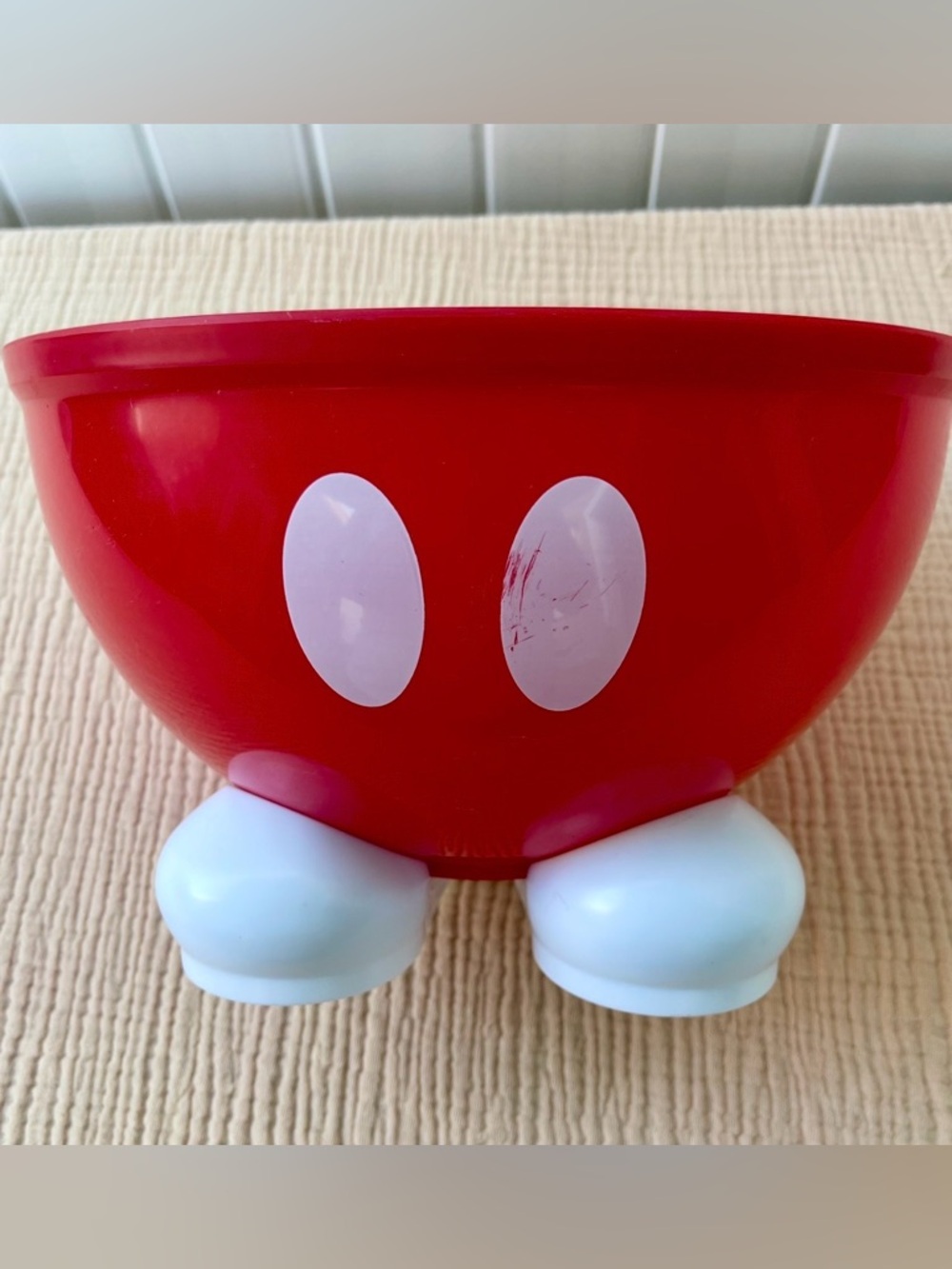 DISNEY MICKEY MOUSE FOOTED LARGE POPCORN SNACK CHIP BOWL PLASTIC